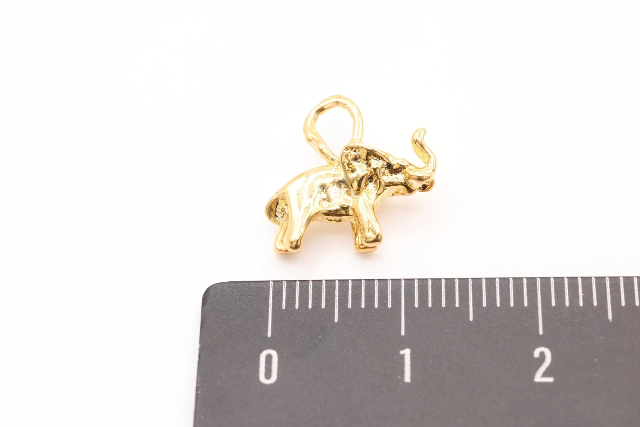 Gold Elephant Charm, 14K Solid Gold, Double Sided, Jewelry Making Charm