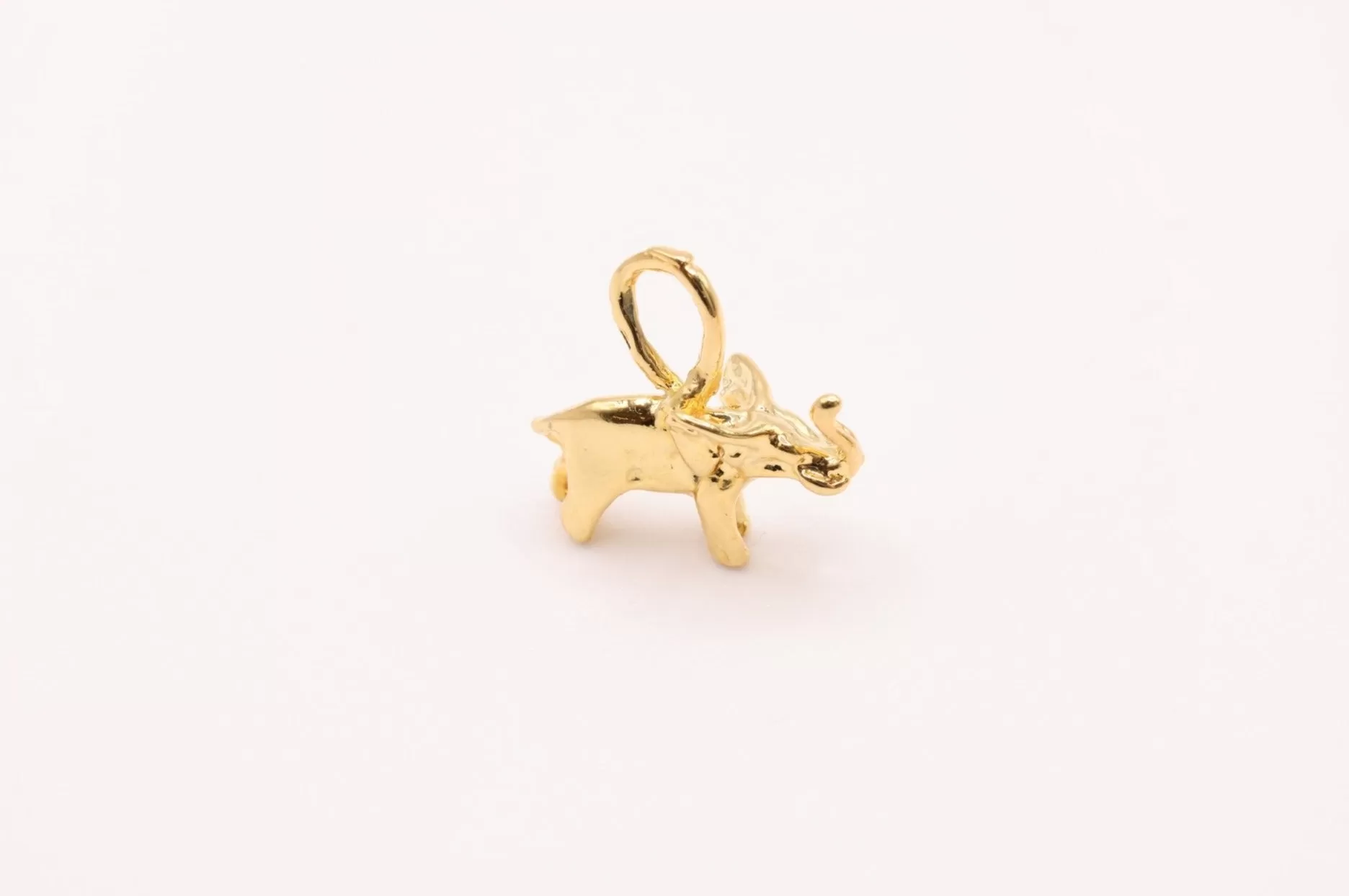 Gold Elephant Charm, 14K Solid Gold, Double Sided, Jewelry Making Charm