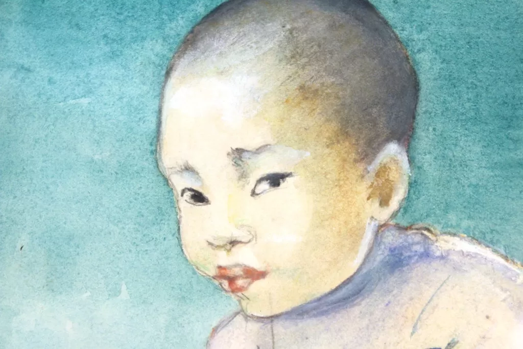 Grace Goodyear Watercolor Painting of a Small Boy