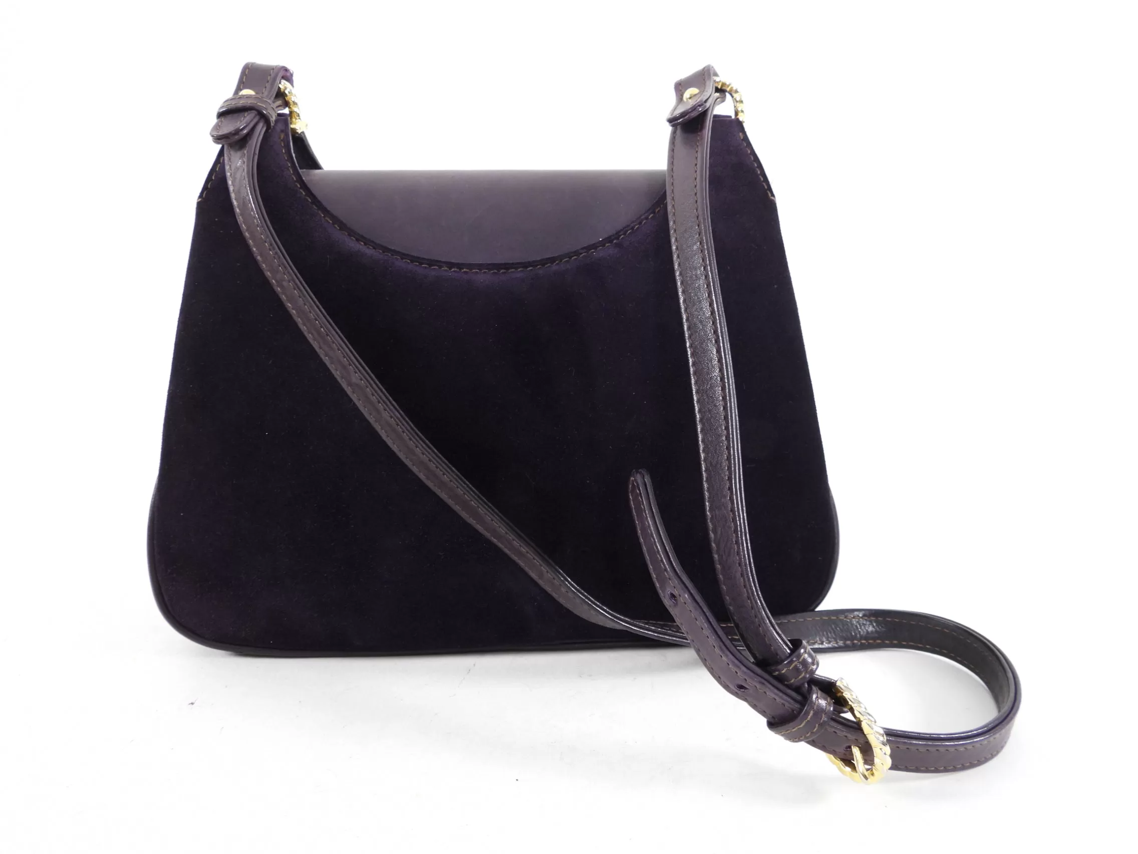 Gucci Vintage circa 1970's Purple Suede Shoulder Bag