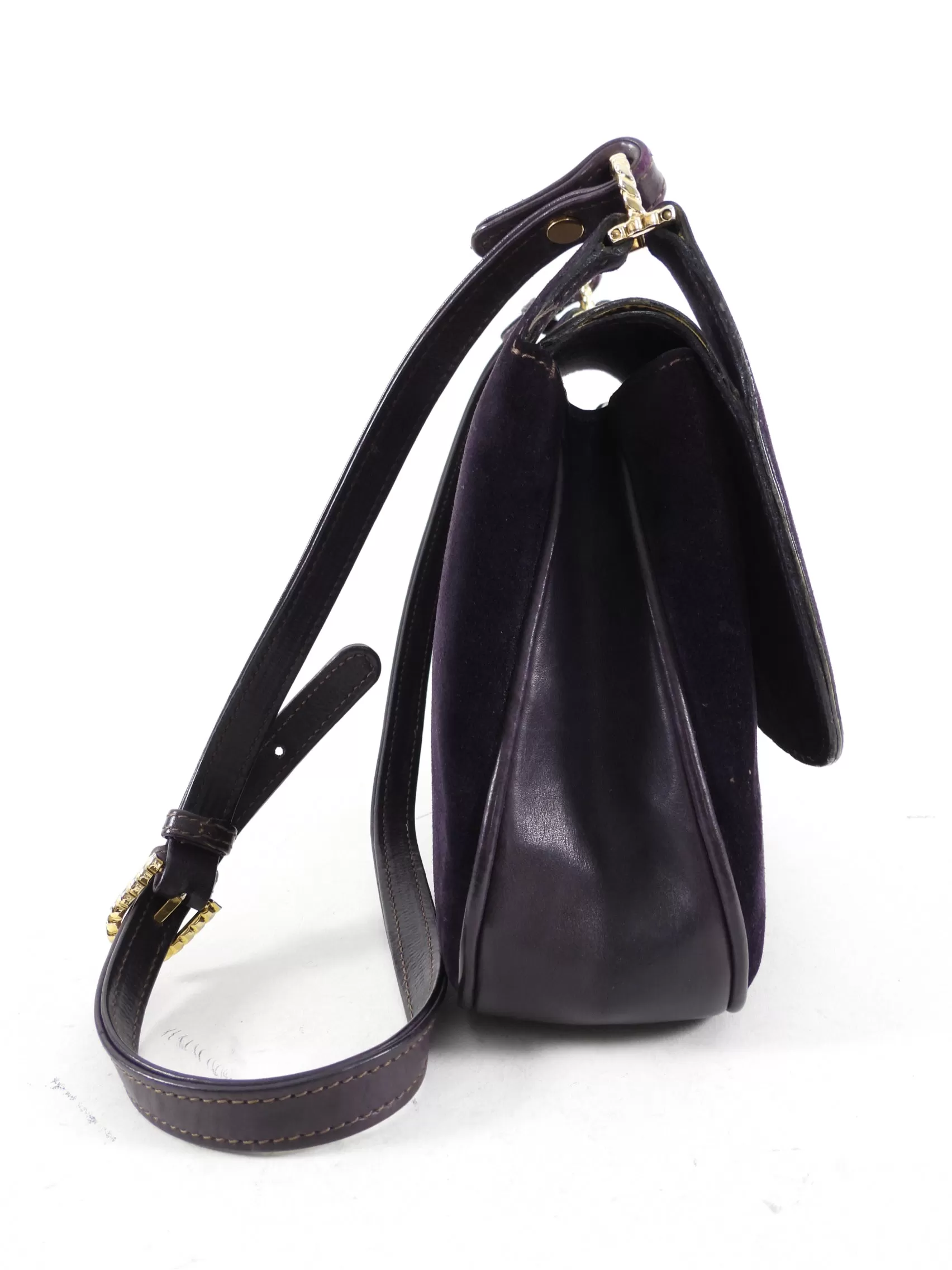 Gucci Vintage circa 1970's Purple Suede Shoulder Bag