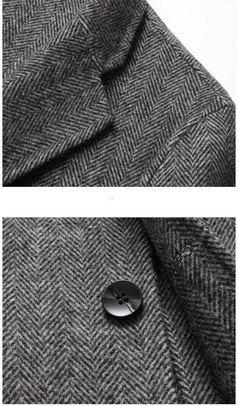 Handmade Double-Sided Wool Men's Suit Herringbone Wool Suit Casual Suit Coat