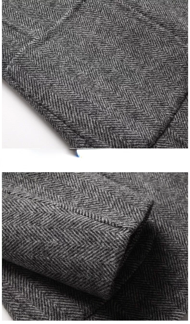 Handmade Double-Sided Wool Men's Suit Herringbone Wool Suit Casual Suit Coat