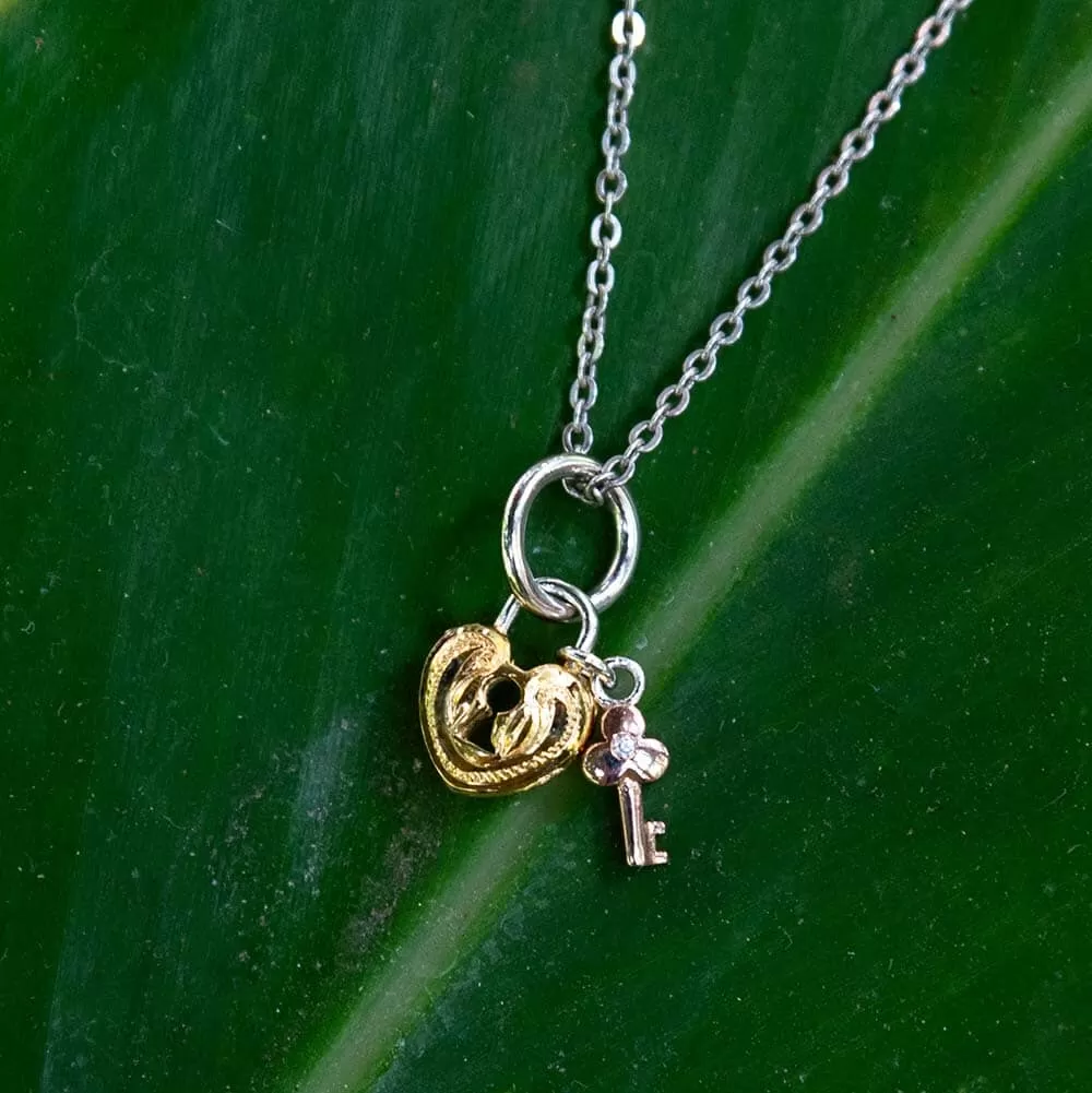 Heart & Key Charm Pendant