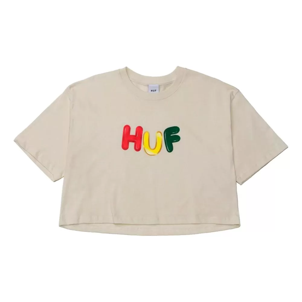 HUF WOMEN'S GUMMED S/S CROP TEE-WHITE