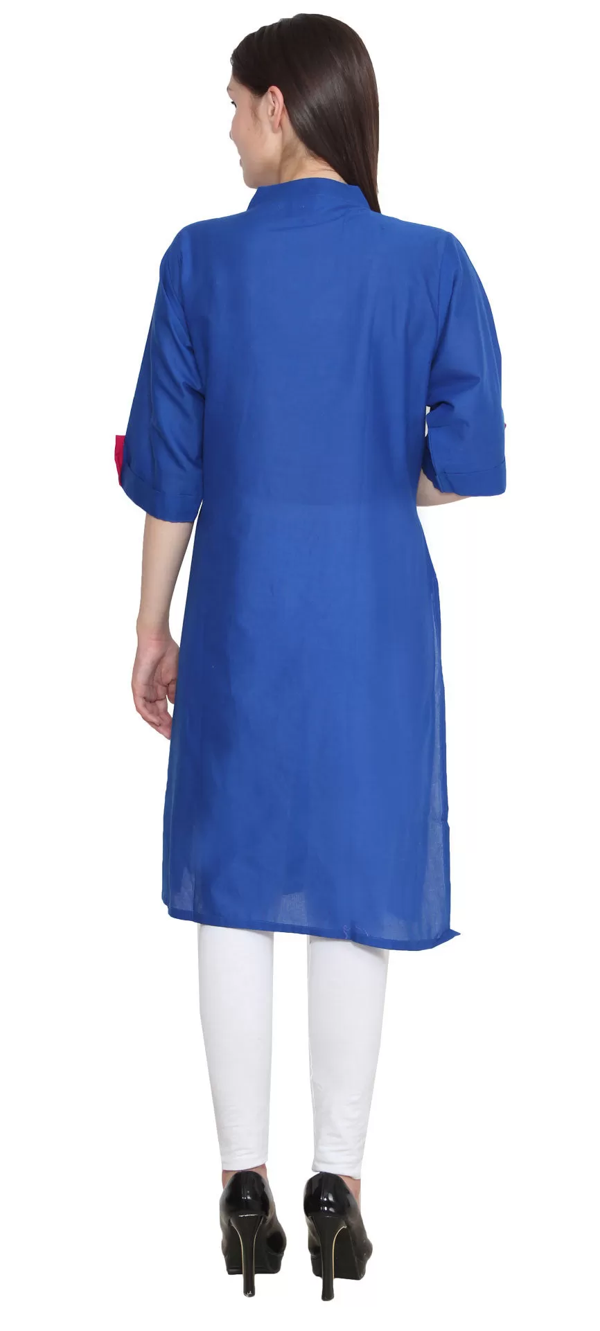 India Long Tunic Top  Cotton Kurti Womens Indian Clothing (Blue)