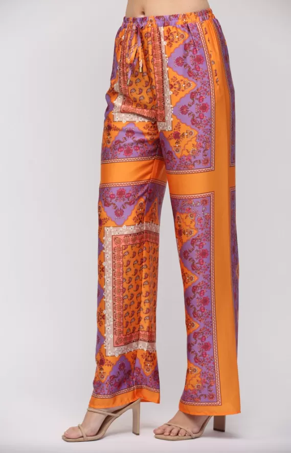 Isla Paisley Print Wide Leg Pants