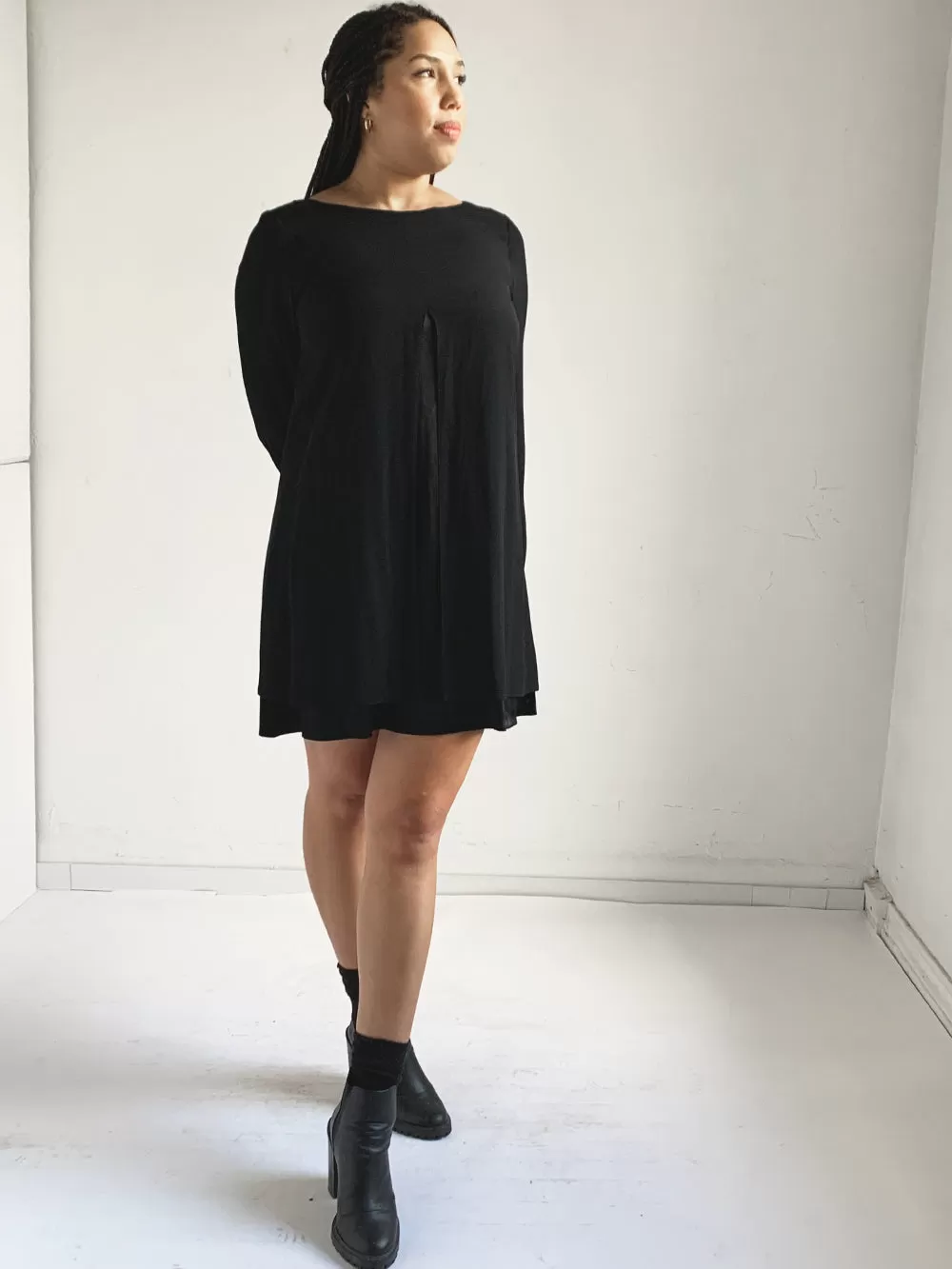 JNY Black Tunic Overlay Dress