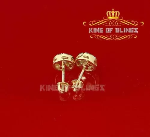 King of Bling's 1.72ct Cubic Zirconia 925 Yellow Silver Women's & Men's Hip Hop Round Earrings