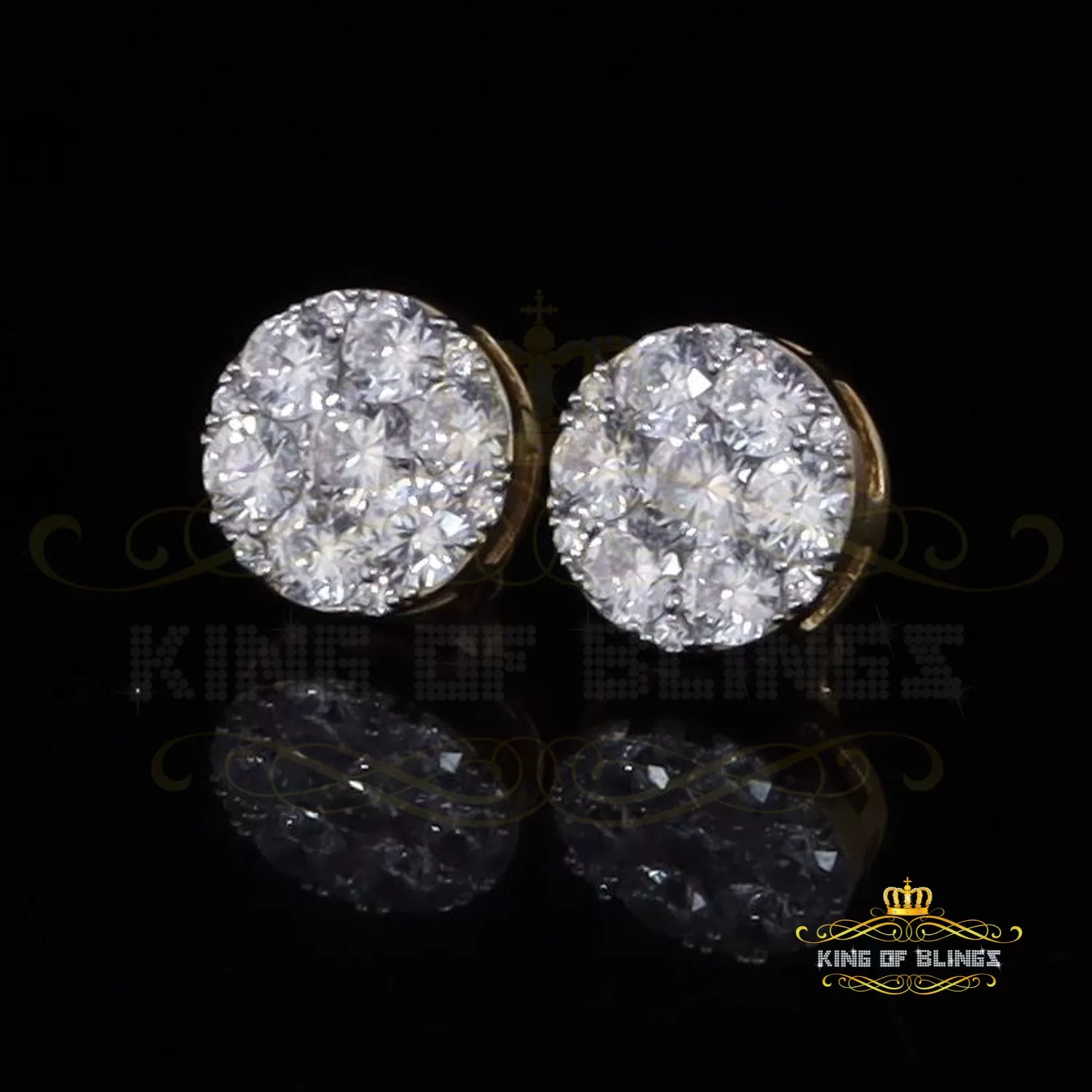 King of Bling's Yellow 4.83ct Sterling 925 Silver Cubic Zirconia Ladies & Gent's Round Earrings