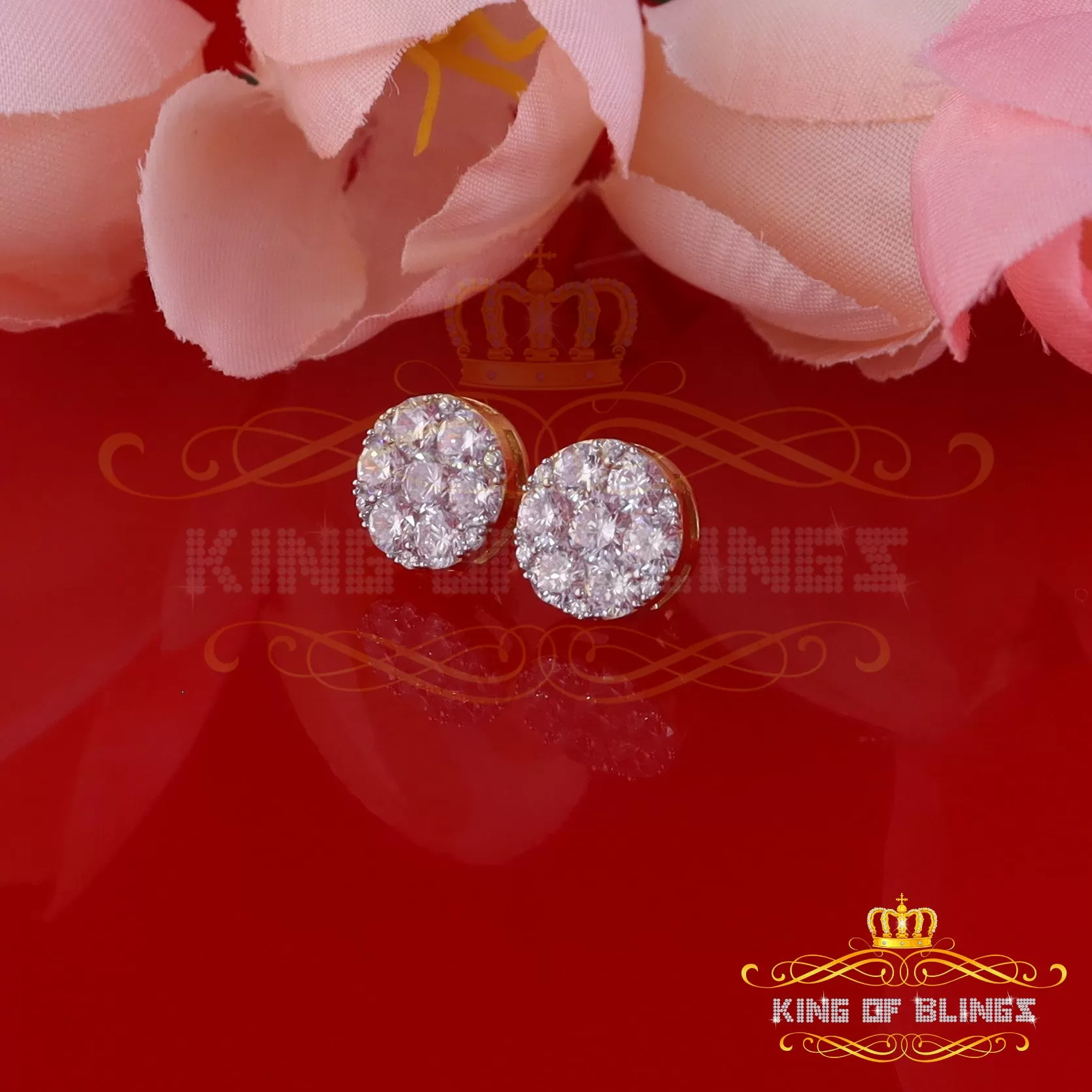 King of Bling's Yellow 4.83ct Sterling 925 Silver Cubic Zirconia Ladies & Gent's Round Earrings