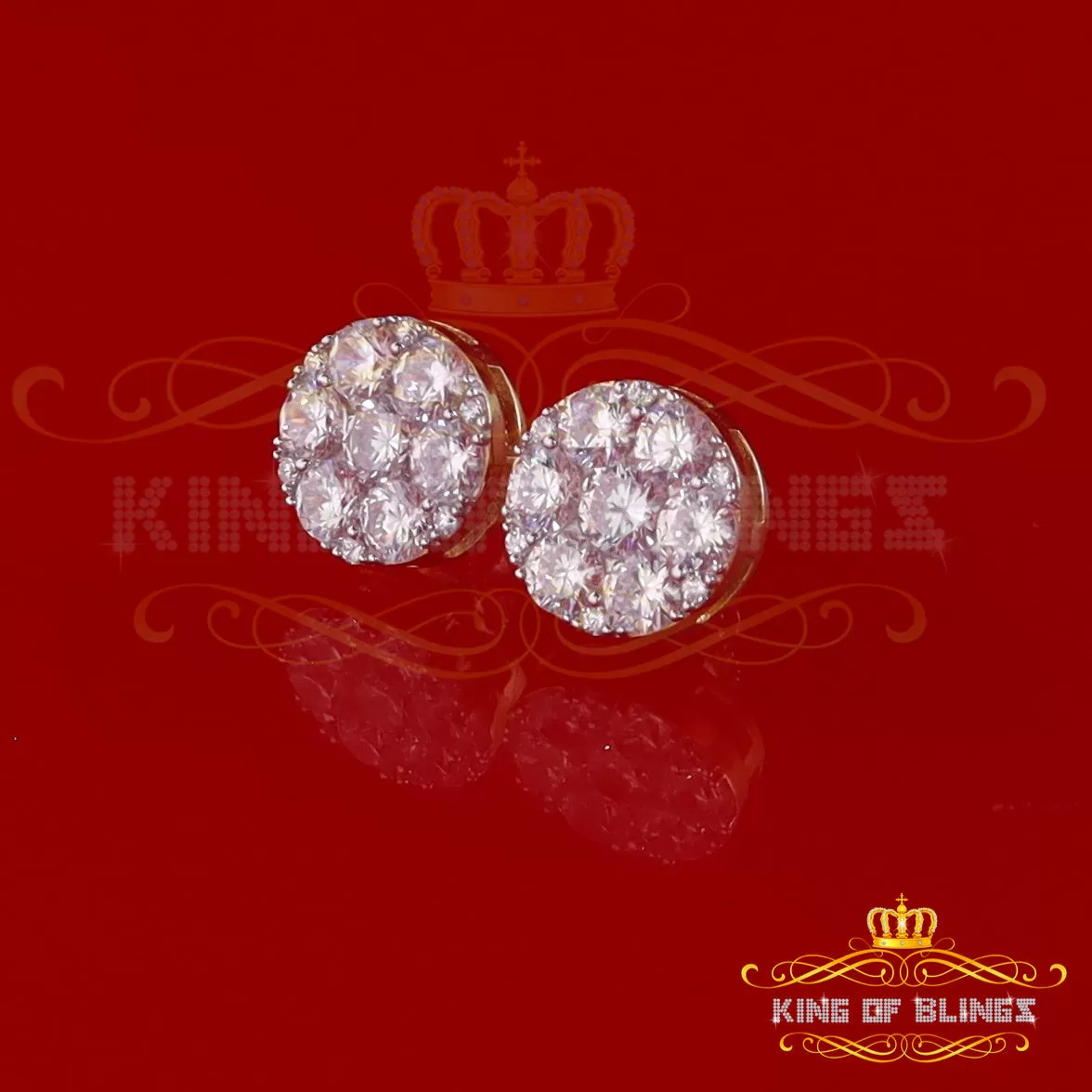 King of Bling's Yellow 4.83ct Sterling 925 Silver Cubic Zirconia Ladies & Gent's Round Earrings