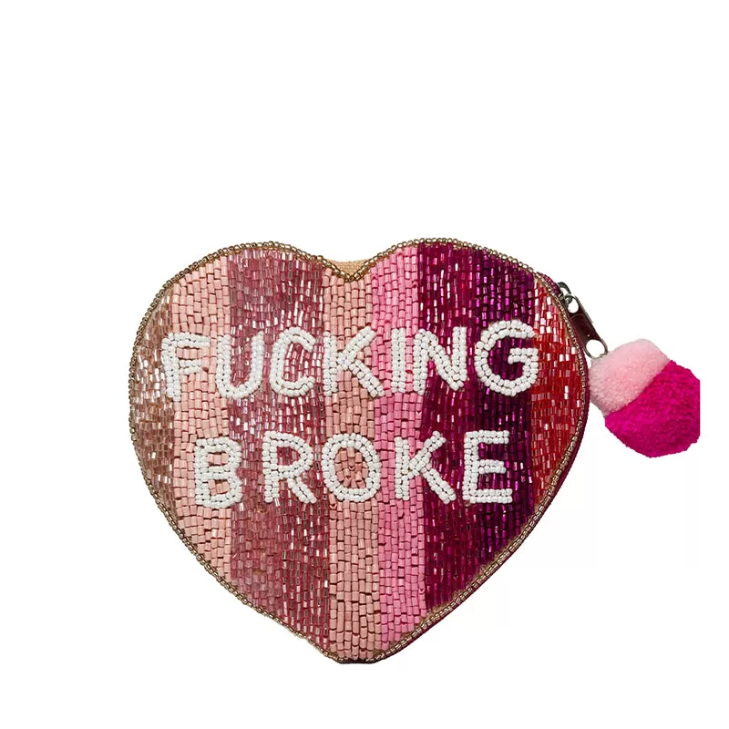 LA CHIC DESIGNS | F*cking Broke Beaded Coin Pouch