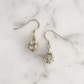 LOLA silver rhinestone ball earrings