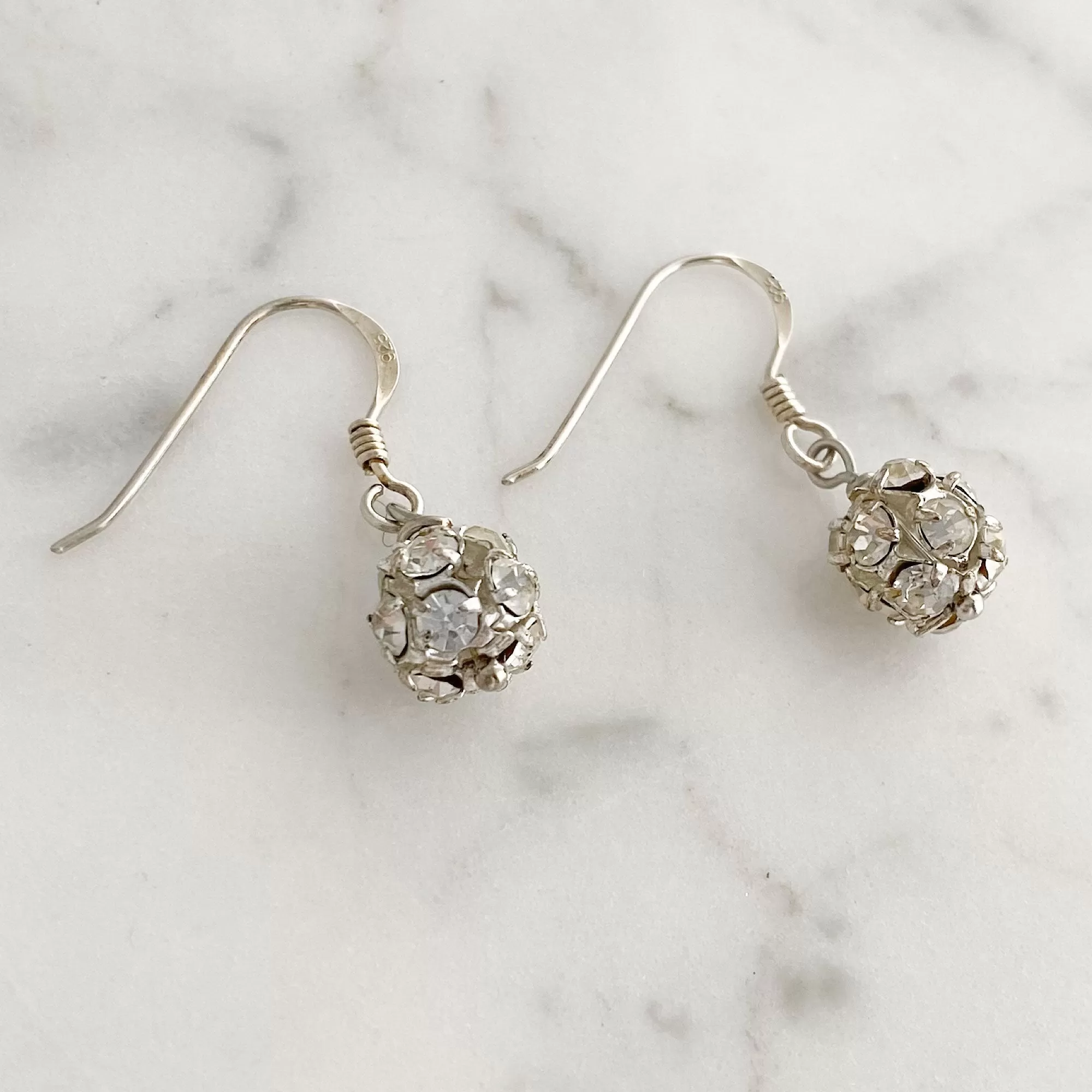 LOLA silver rhinestone ball earrings