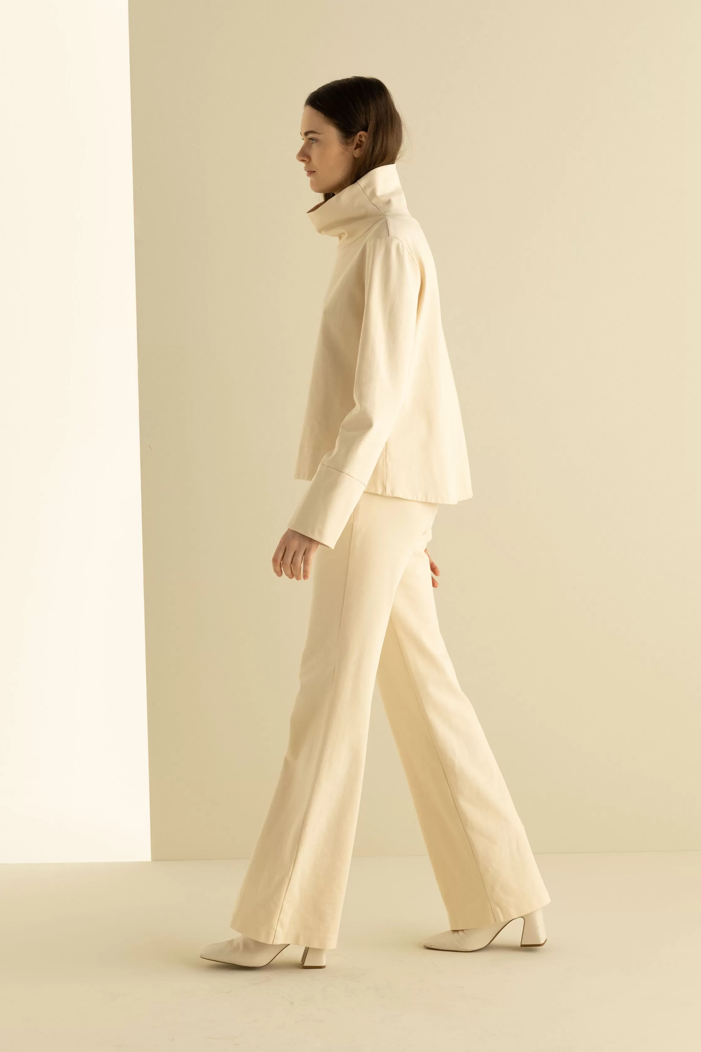 Long Pants with High-Waisted Sash Garment Dyed 07BU 2548