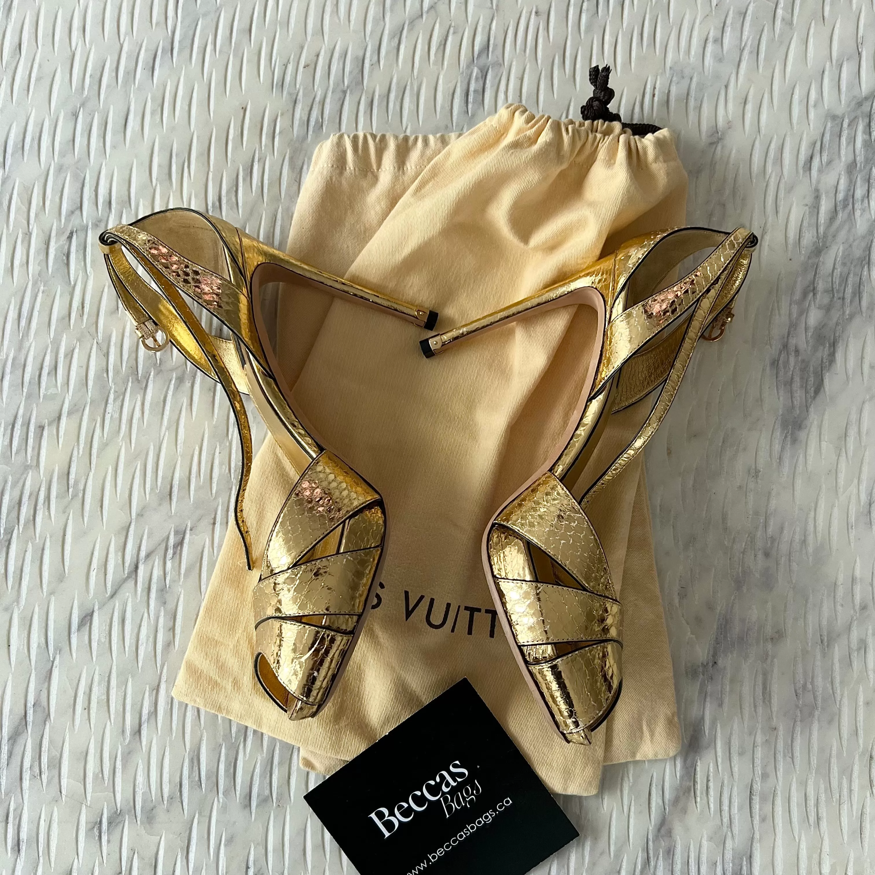 Louis Vuitton Gold Python Heels