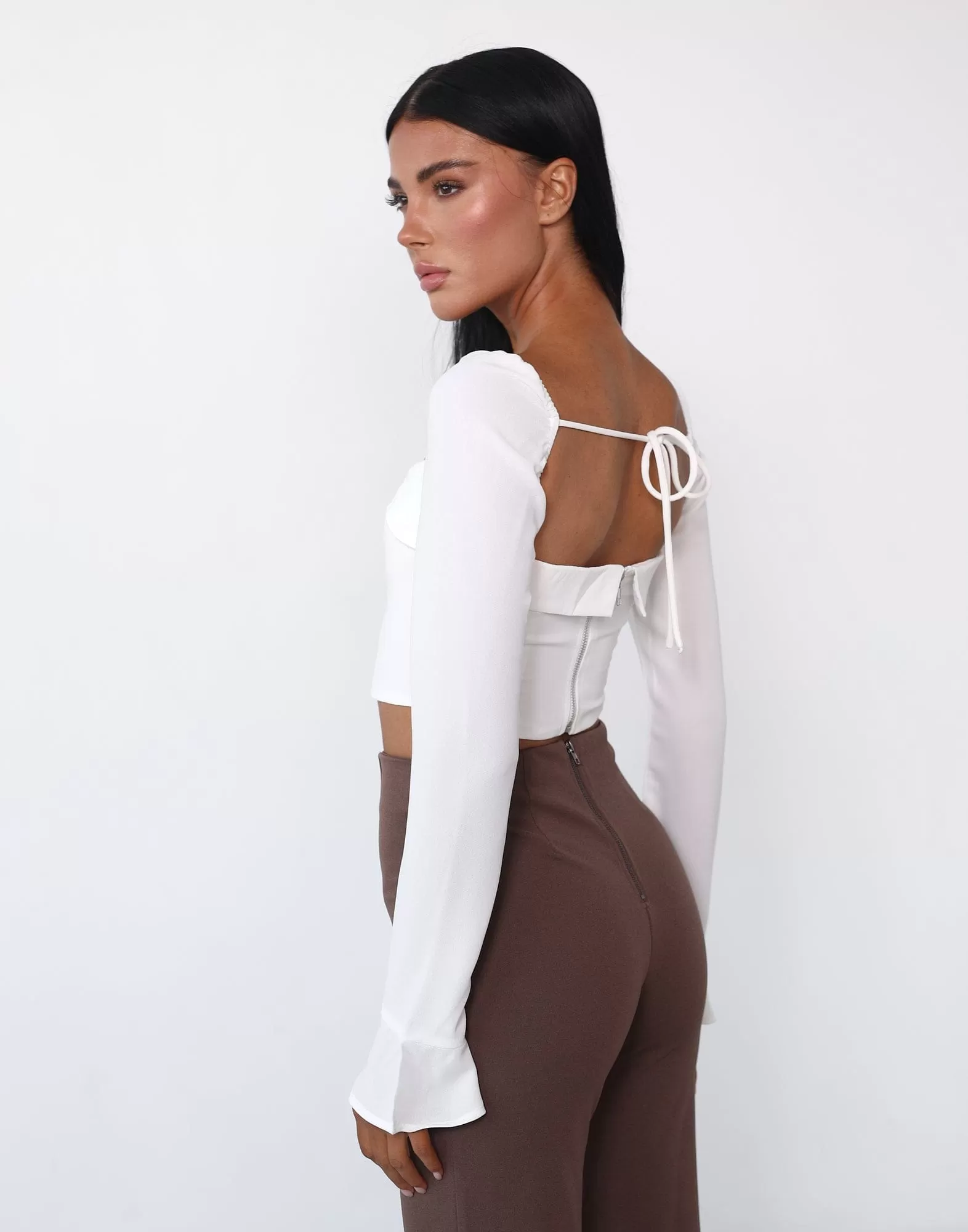 Milene Long Sleeve Top (White)