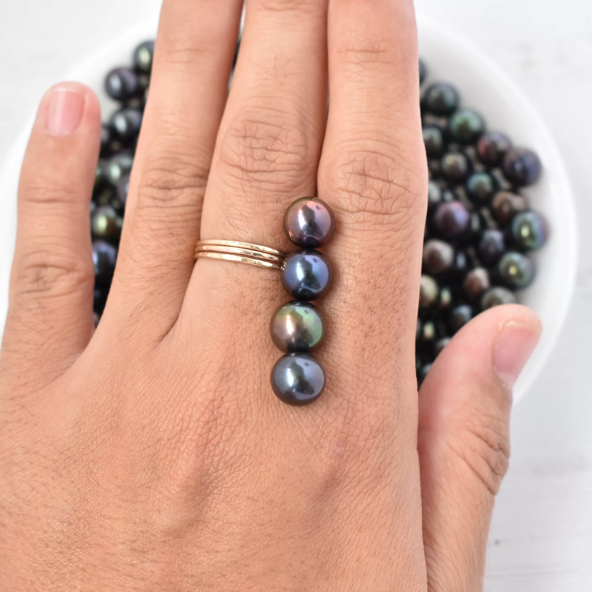 Naupaka Ring with Pearl