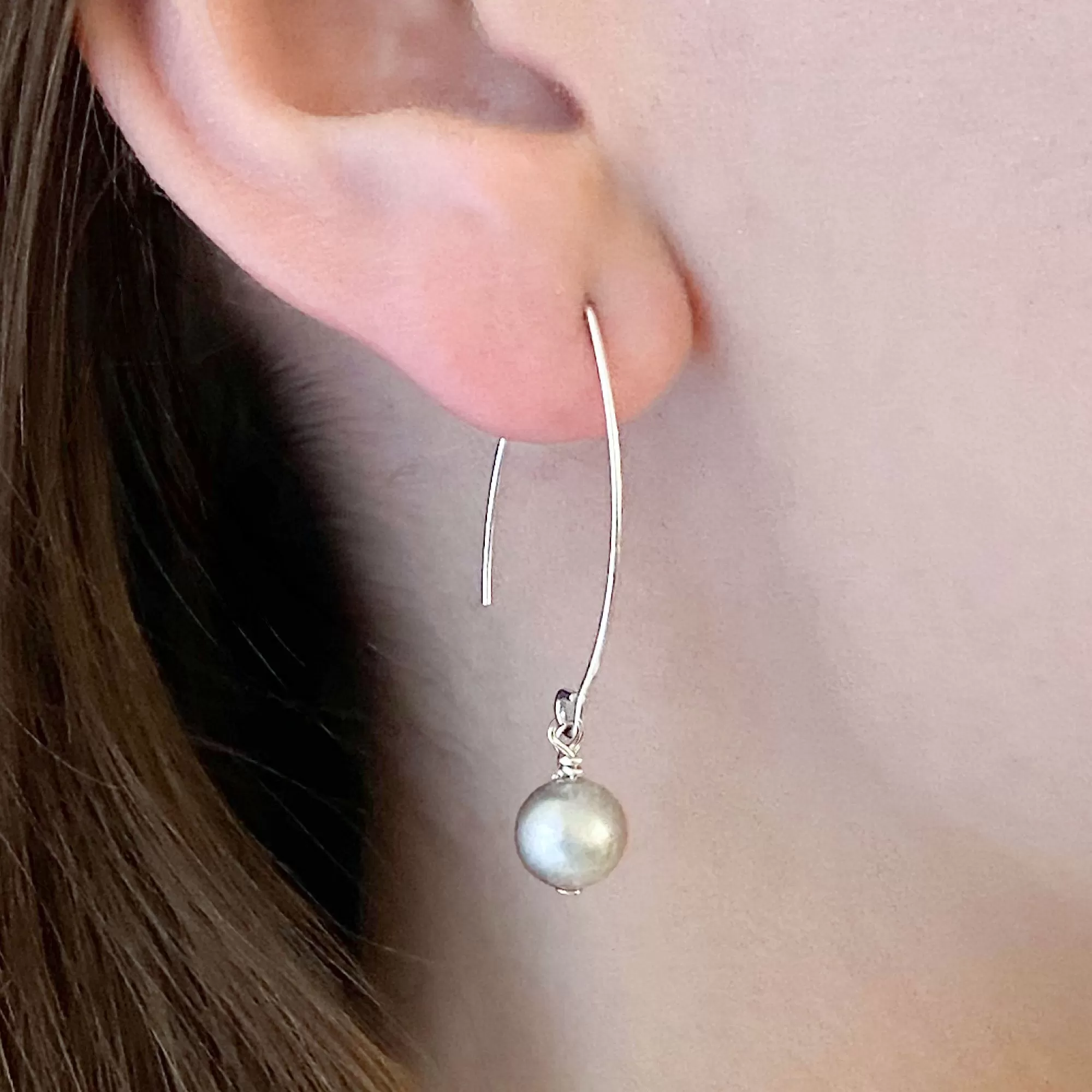 NYAH grey freshwater pearl sterling earrings