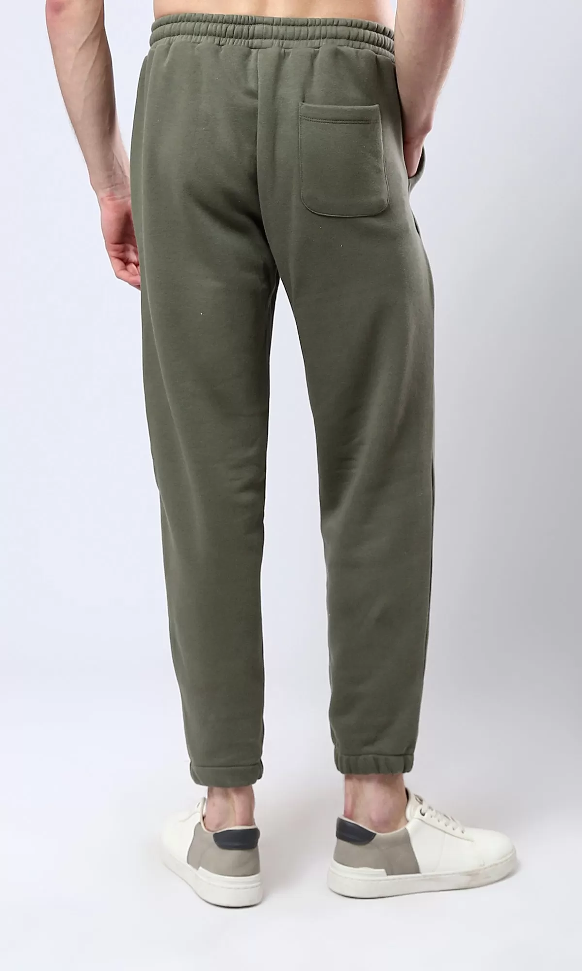 O178901 Cotton Jogger Pants With Elastic Waist - Dark Olive