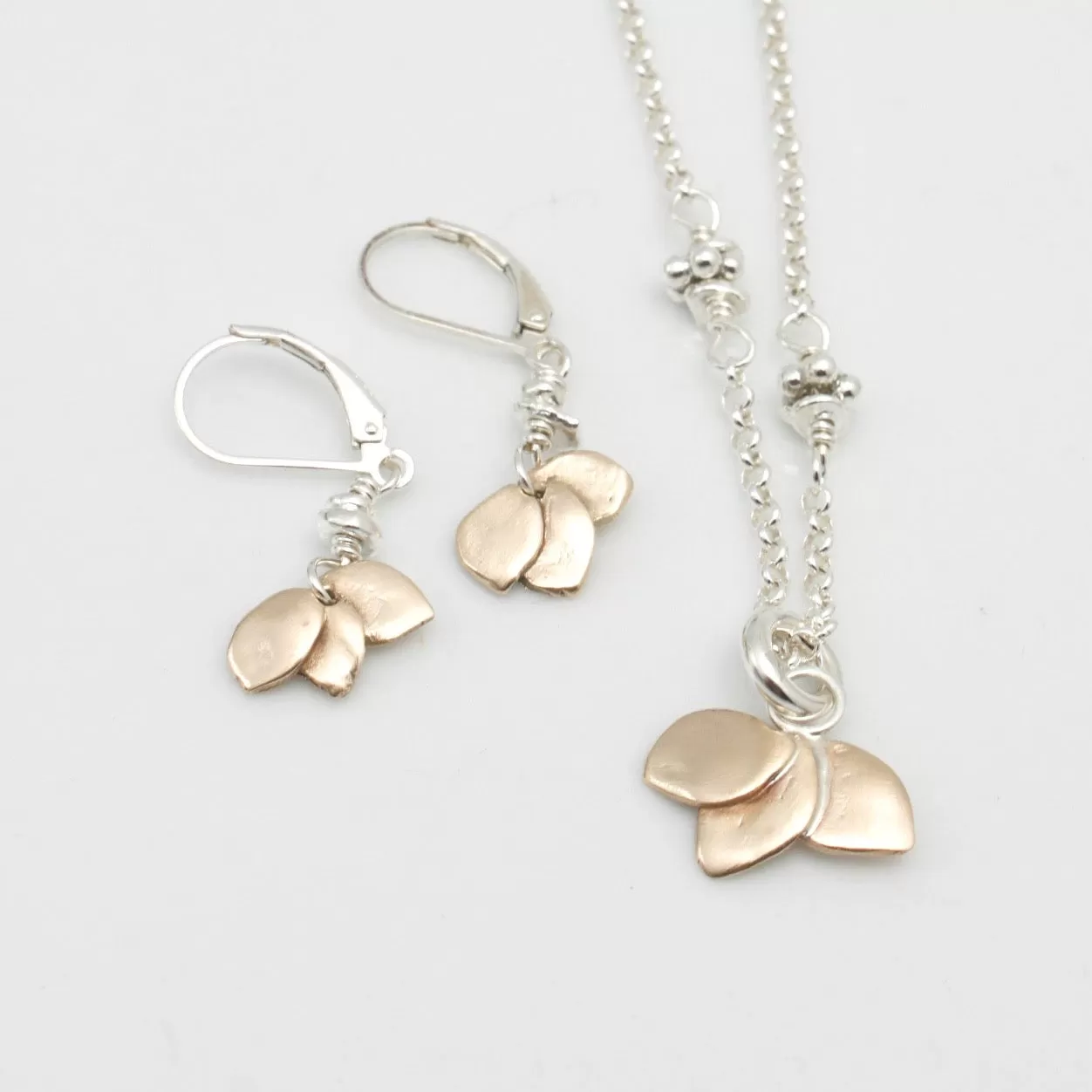 One of a Kind:  Bronze 3 Petite Petal Short Necklace