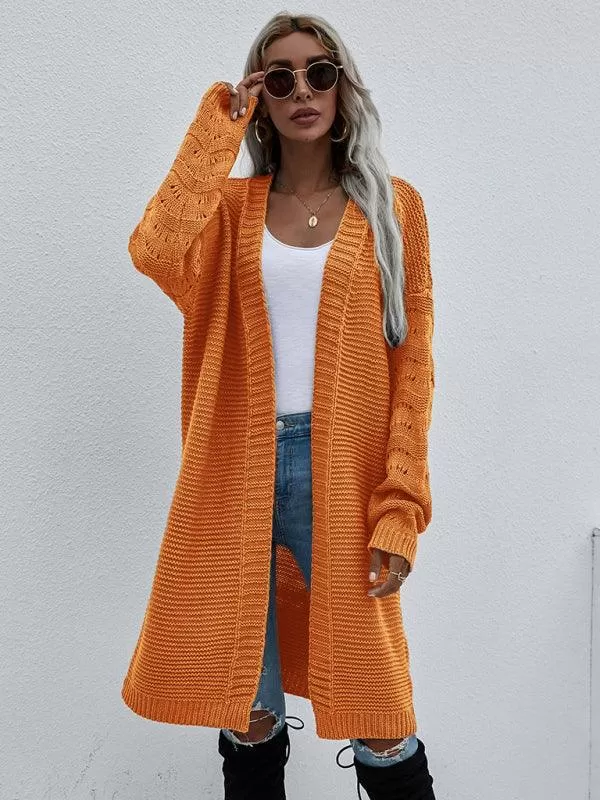 Open Knit Long Women Cardigan Sweater