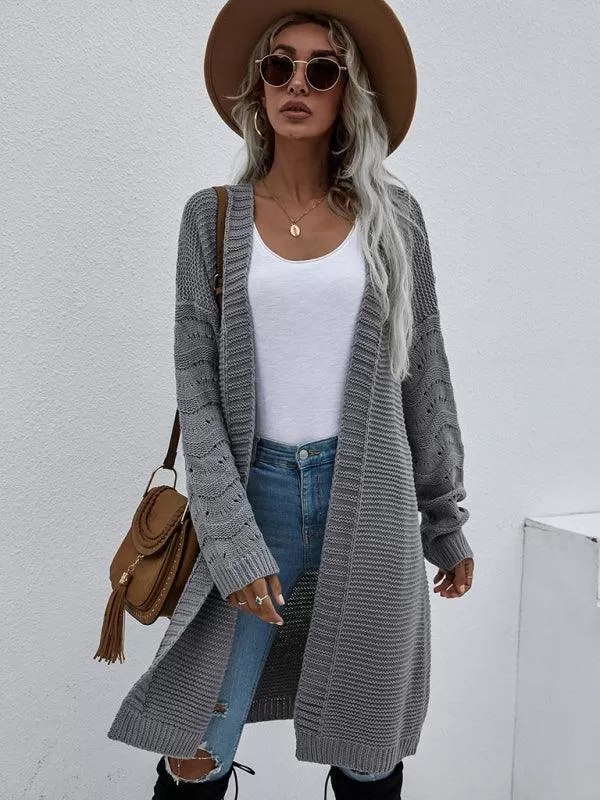 Open Knit Long Women Cardigan Sweater