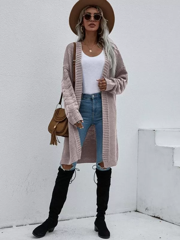 Open Knit Long Women Cardigan Sweater