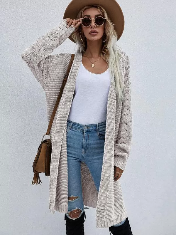 Open Knit Long Women Cardigan Sweater