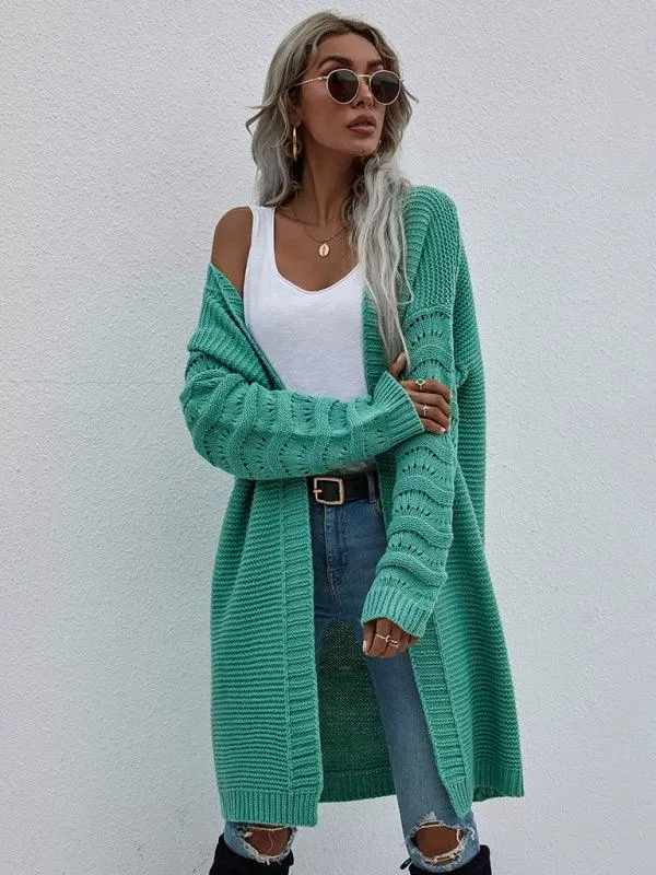 Open Knit Long Women Cardigan Sweater