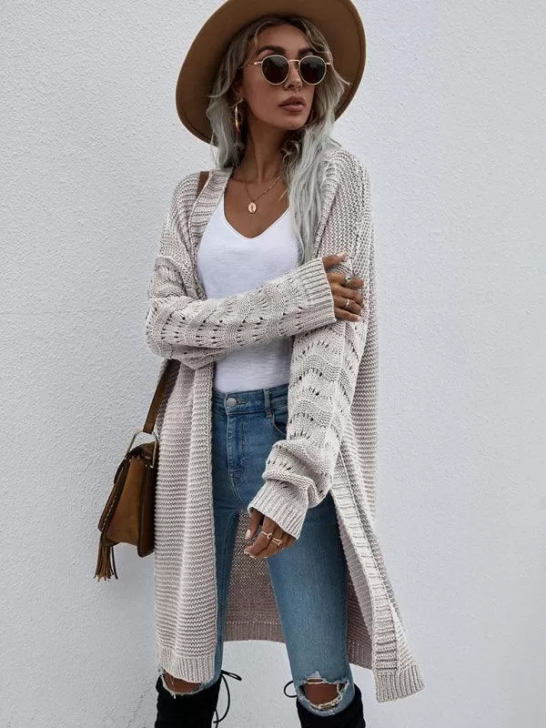 Open Knit Long Women Cardigan Sweater