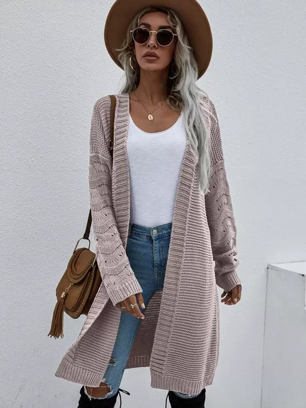 Open Knit Long Women Cardigan Sweater