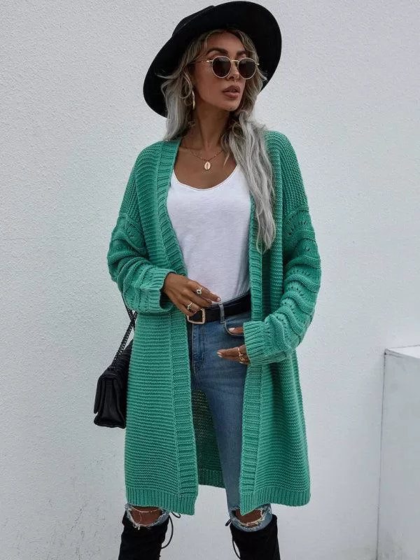 Open Knit Long Women Cardigan Sweater