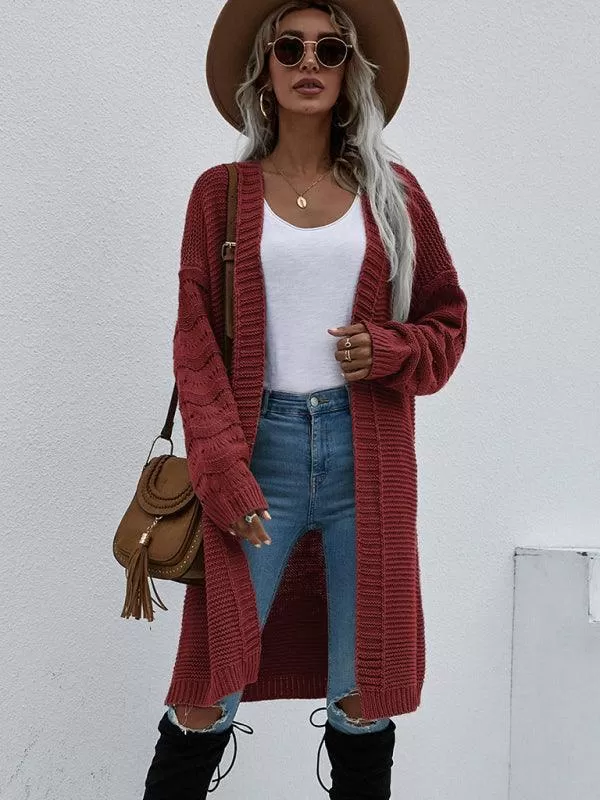 Open Knit Long Women Cardigan Sweater