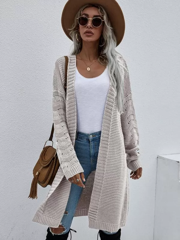 Open Knit Long Women Cardigan Sweater