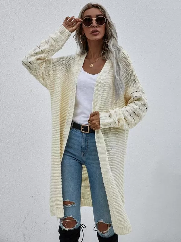 Open Knit Long Women Cardigan Sweater