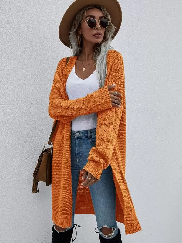 Open Knit Long Women Cardigan Sweater