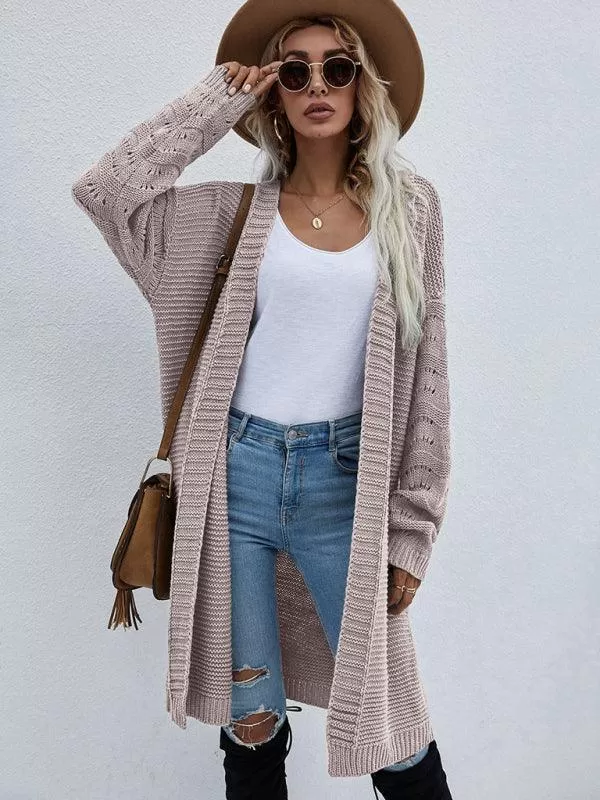 Open Knit Long Women Cardigan Sweater