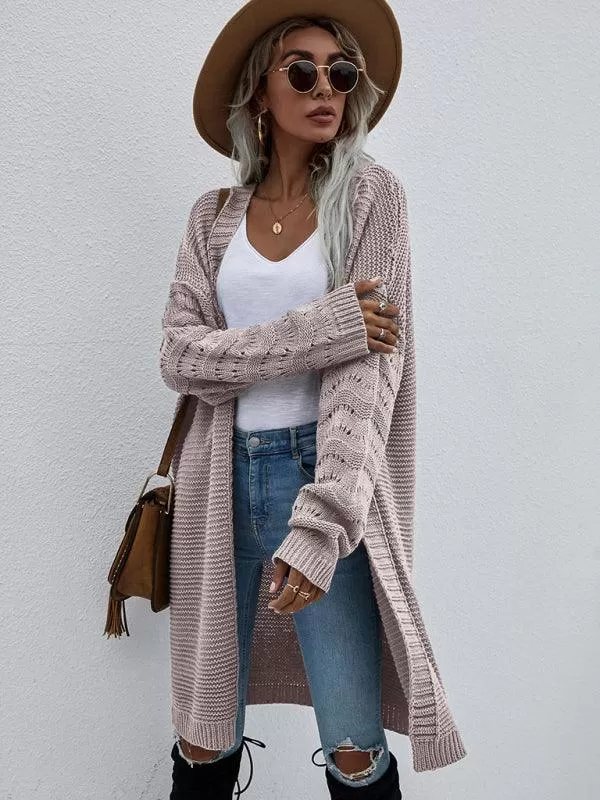 Open Knit Long Women Cardigan Sweater