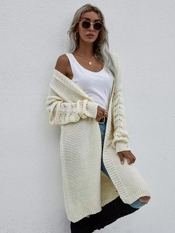 Open Knit Long Women Cardigan Sweater