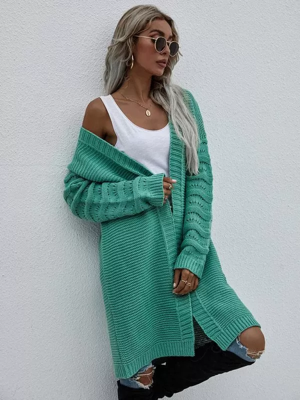 Open Knit Long Women Cardigan Sweater