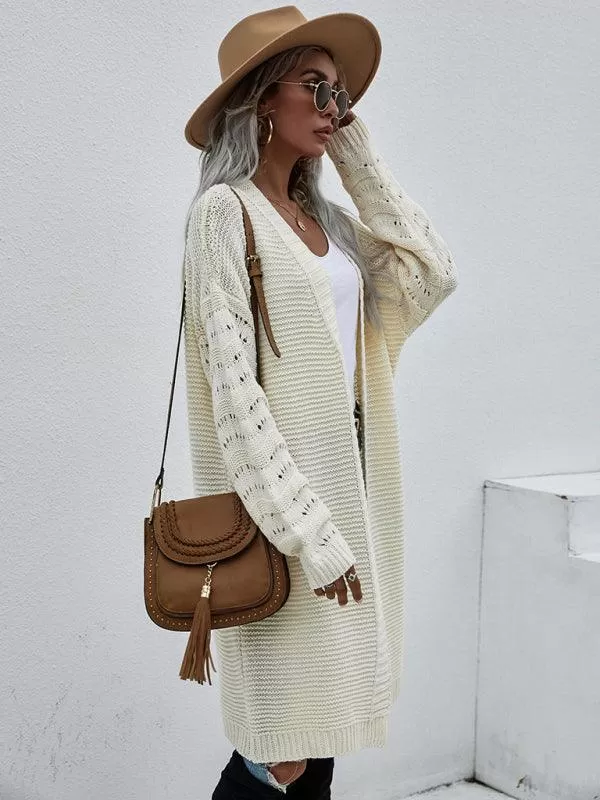 Open Knit Long Women Cardigan Sweater