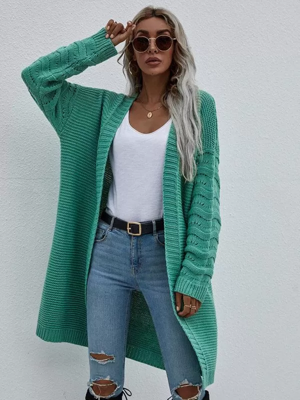 Open Knit Long Women Cardigan Sweater