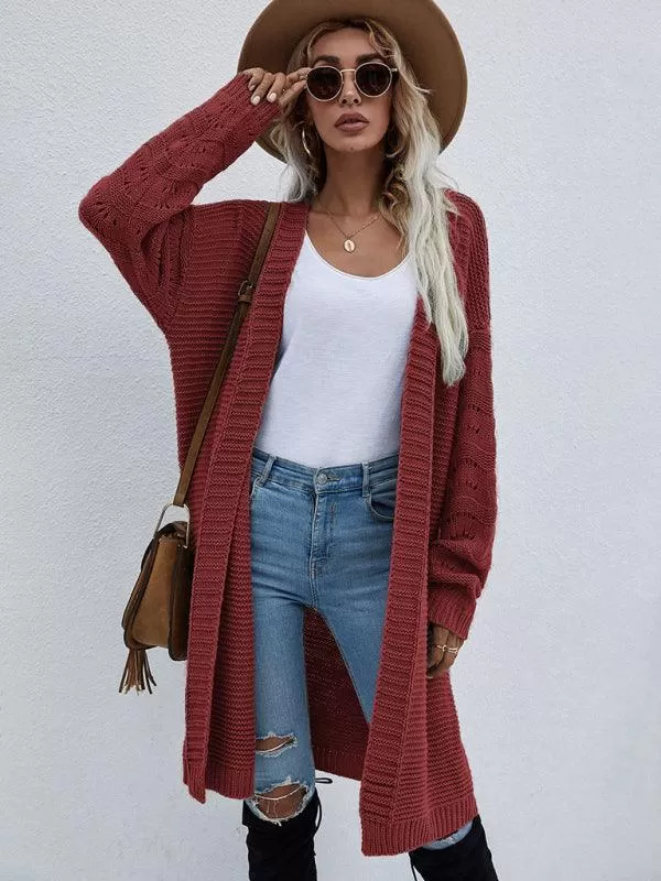 Open Knit Long Women Cardigan Sweater