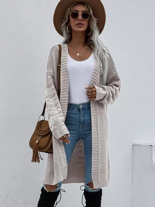 Open Knit Long Women Cardigan Sweater