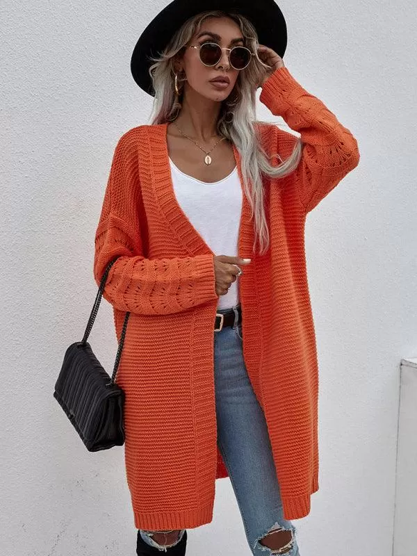 Open Knit Long Women Cardigan Sweater