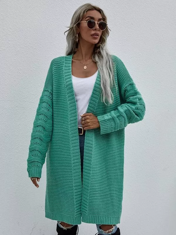 Open Knit Long Women Cardigan Sweater