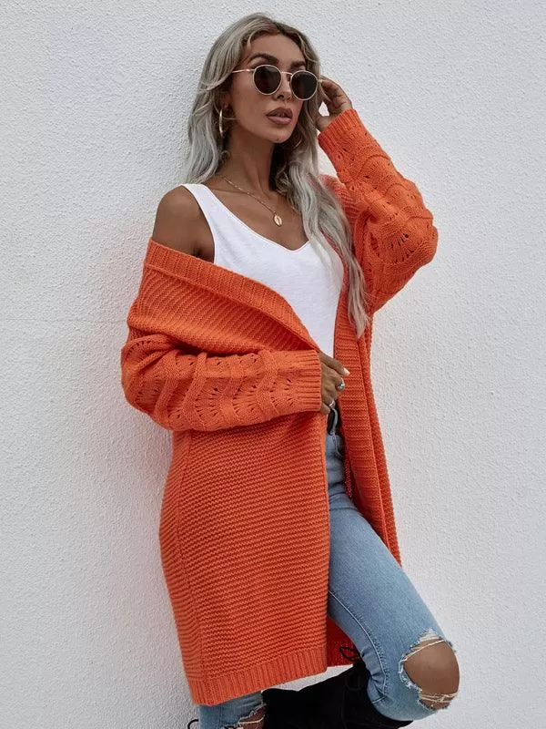 Open Knit Long Women Cardigan Sweater