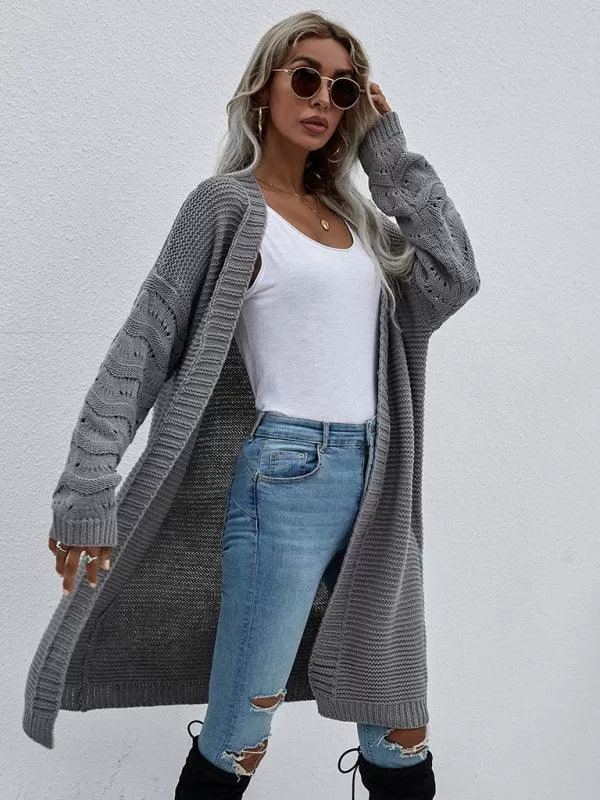 Open Knit Long Women Cardigan Sweater